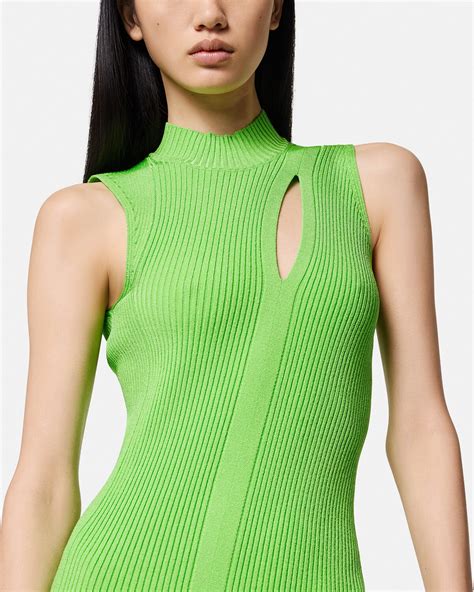 Versace Slashed Turtleneck Midi Dress for Women 